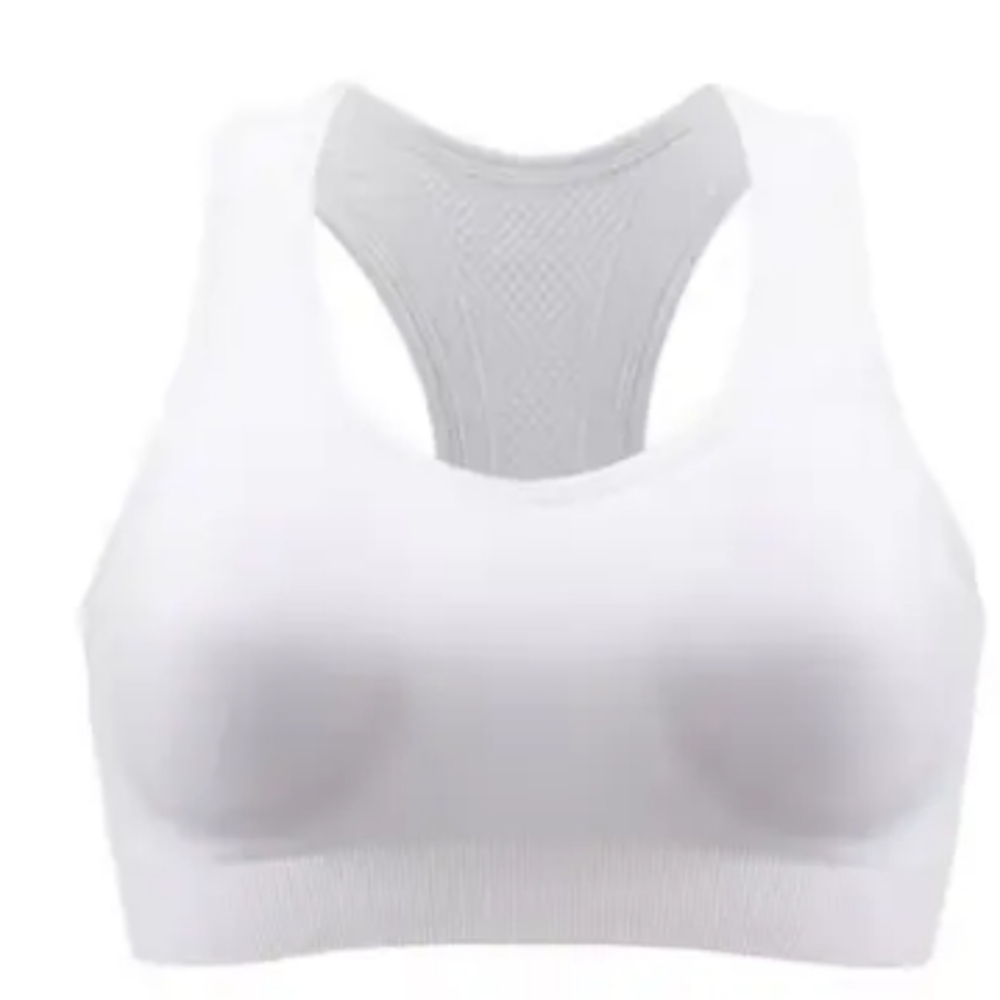 White Racerback Sports Bra with Wide Supportive Band